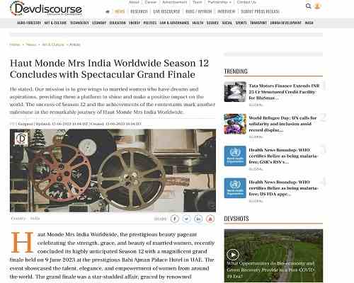 devdisource-news Mrs. India Worldwide
